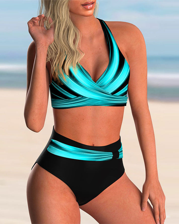 Lillian - Bikini Set with Crossed Neckline and Print