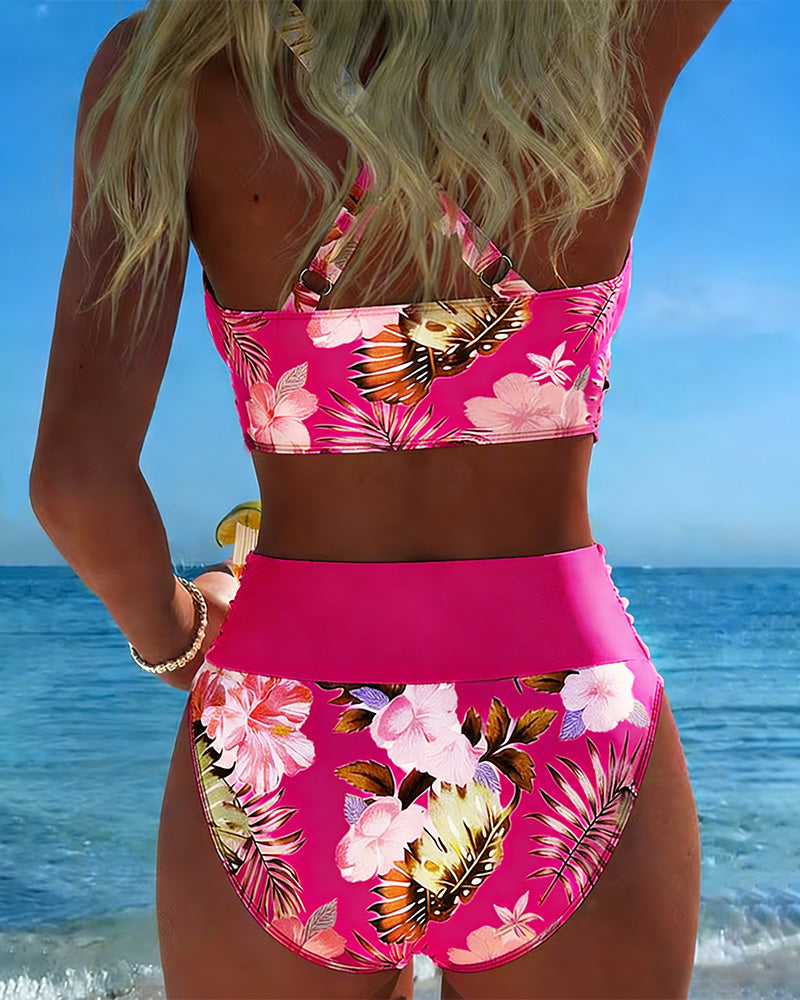 Lorraine - Bikini with Contrasting Floral Print and Slit