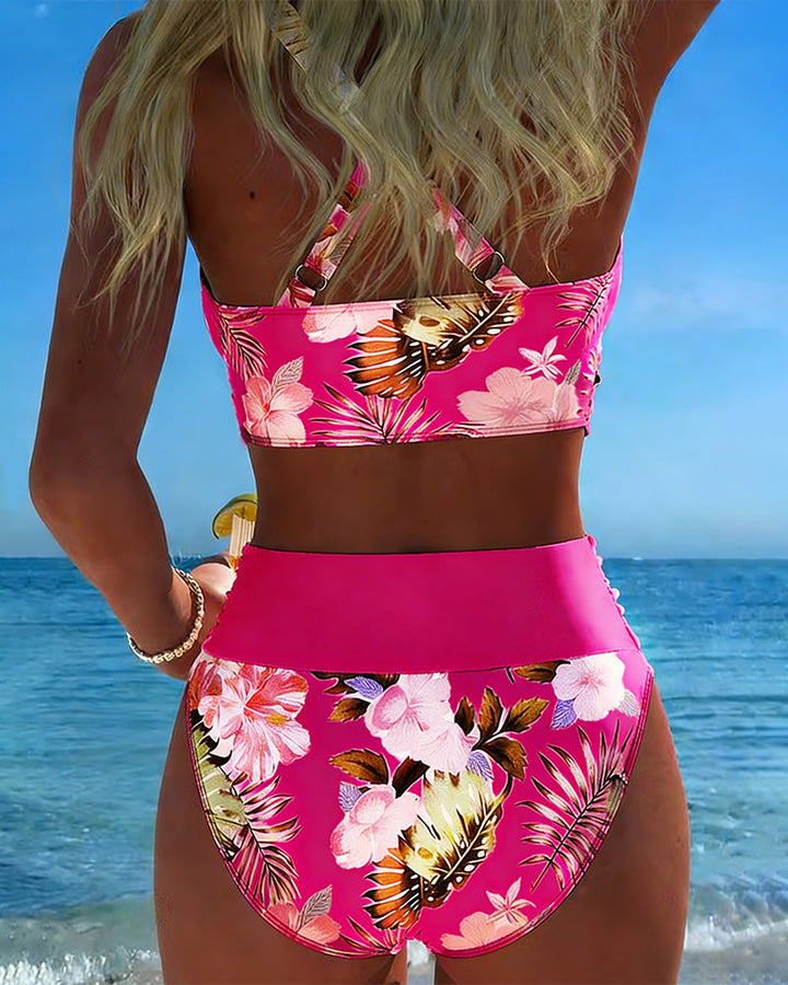Lorraine - Bikini with Contrasting Floral Print and Slit