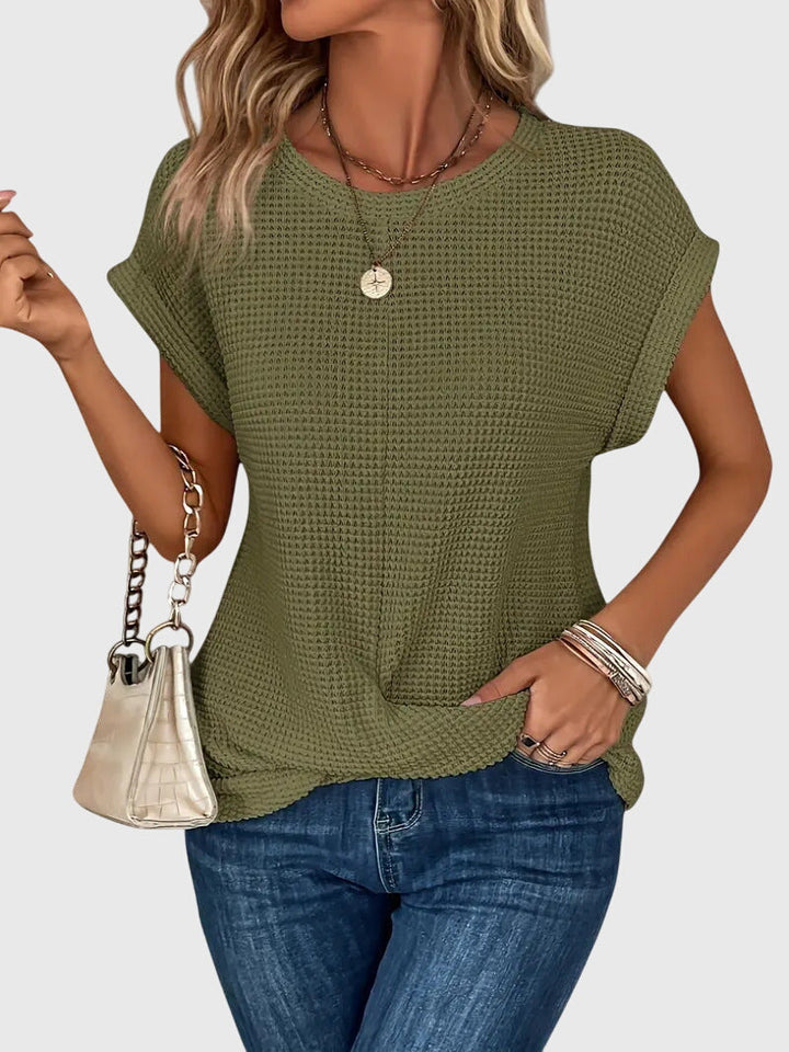 Isa - Elegant Blouse with Crew Neck