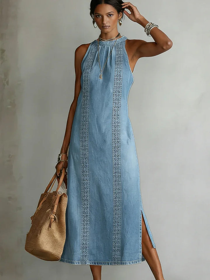 Julia - Retro Lace Denim Dress