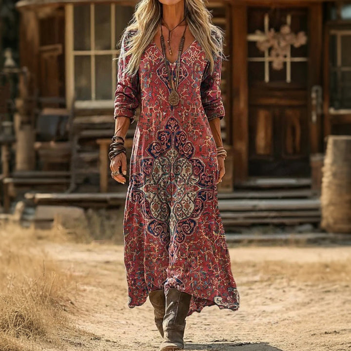 Christine - Casual Long Sleeve Dress with Vintage Inspiration