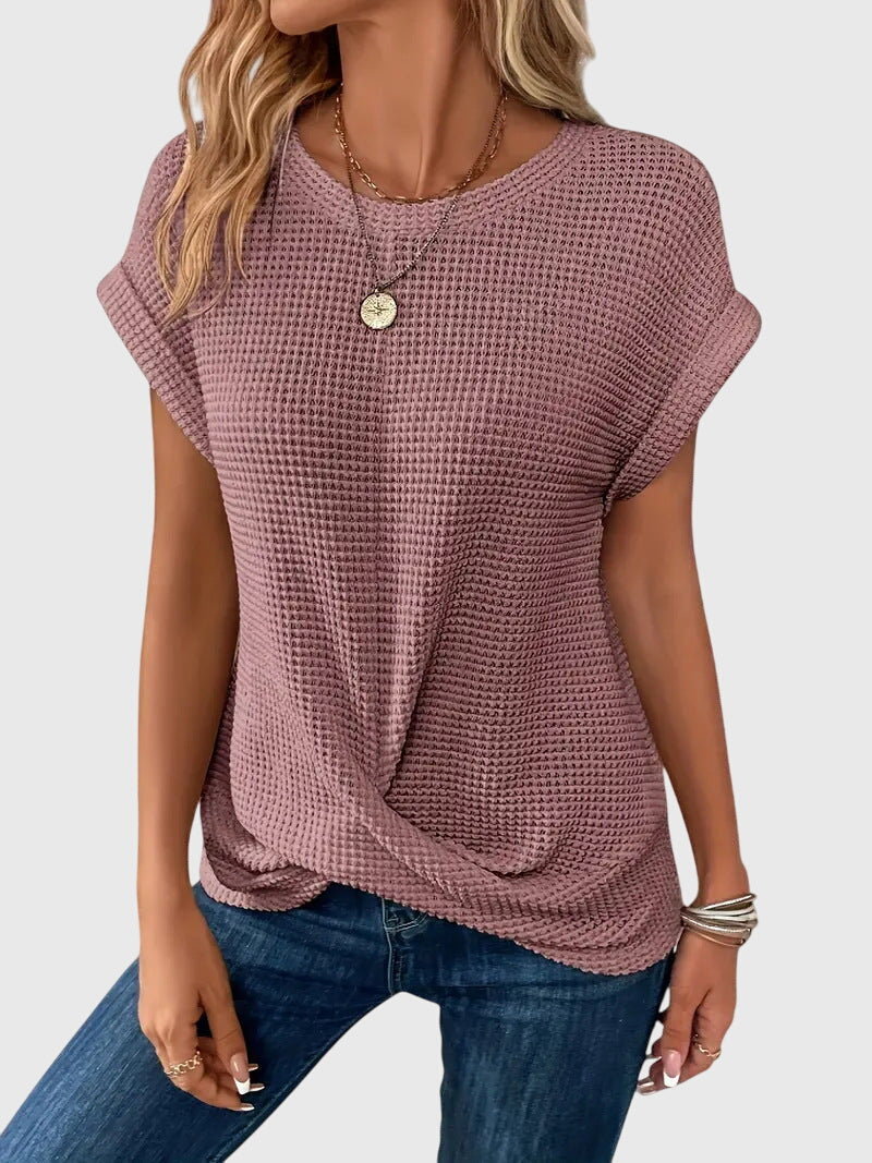 Isa - Elegant Blouse with Crew Neck