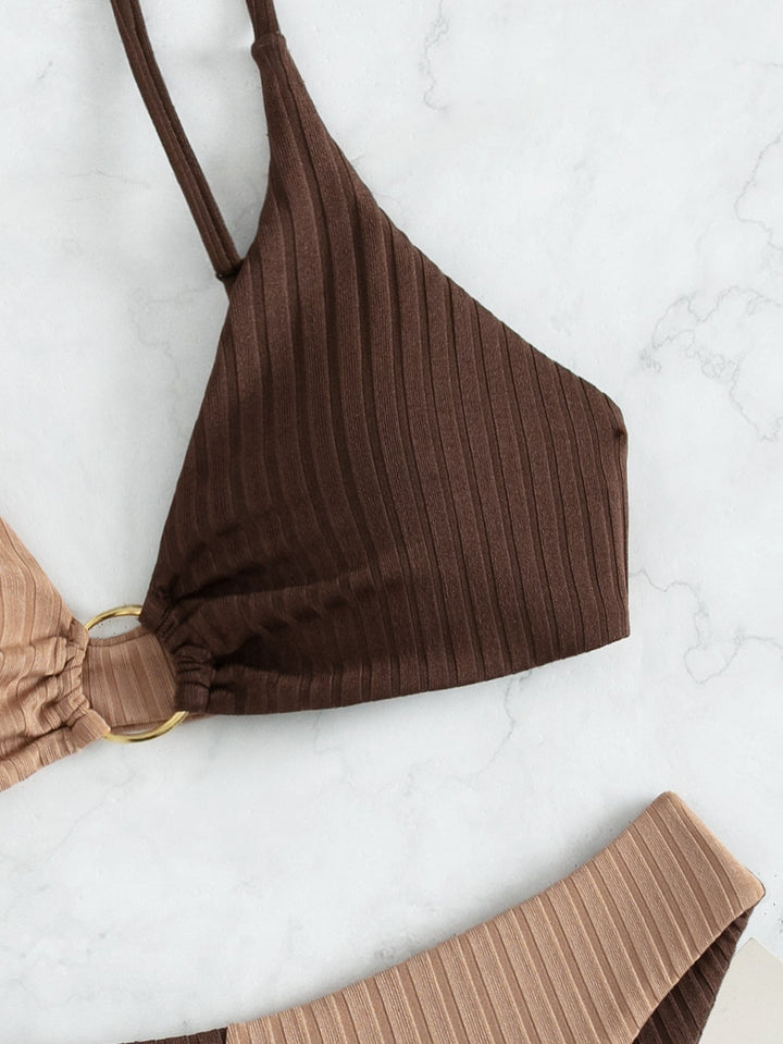 Natalie - Ribbed Two Tone High Leg Bikini