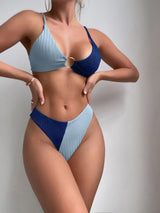 Natalie - Ribbed Two Tone High Leg Bikini