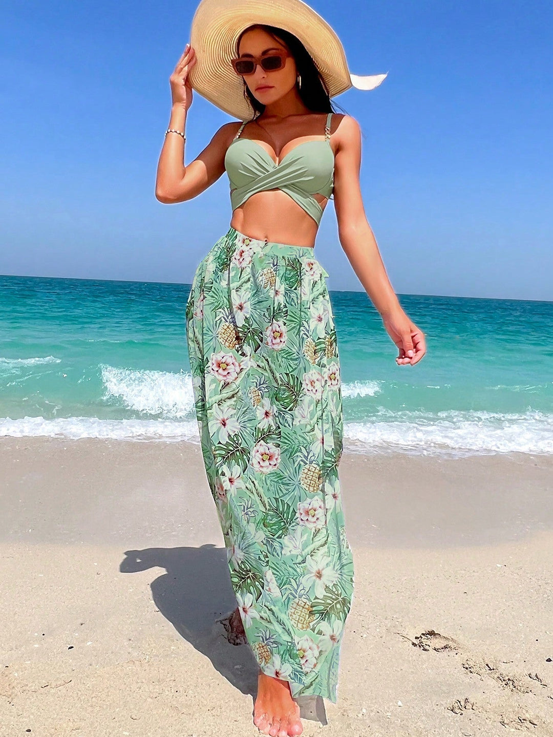 Elaine - High Support High Waist Set with Matching Cover Up