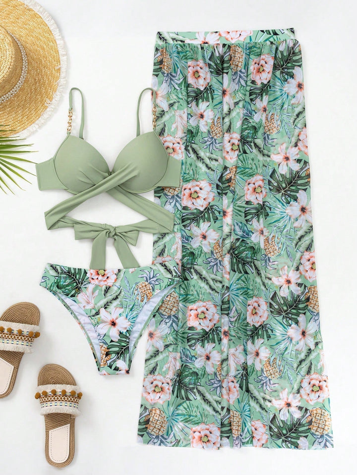 Elaine - High Support High Waist Set with Matching Cover Up