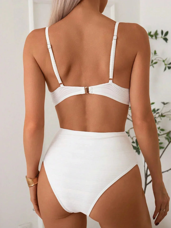 Sandra - High Support Crossed Top, High Waist Bikini