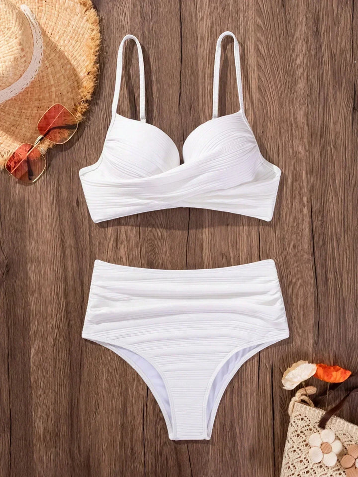 Sandra - High Support Crossed Top, High Waist Bikini