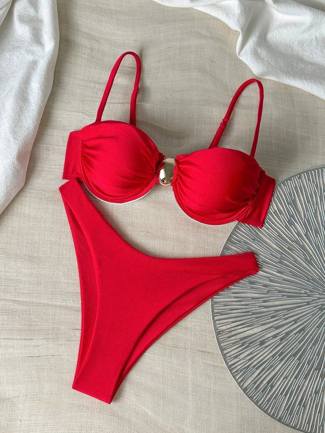 Vanessa - Metallic High Leg Bikini with Removable Cups