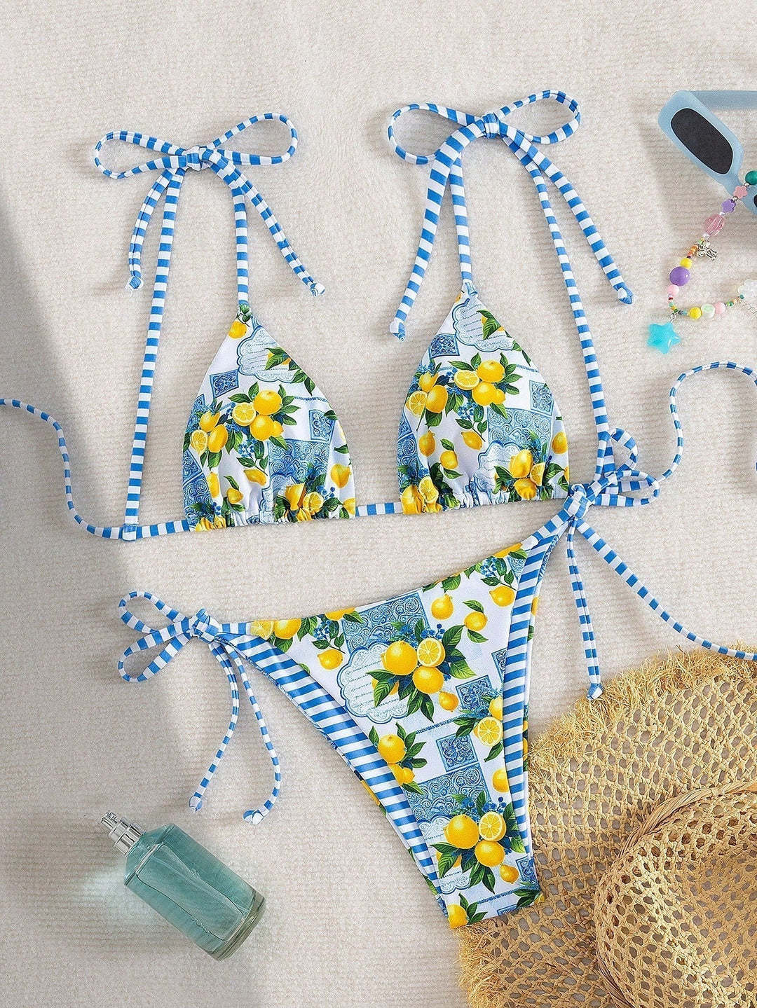 Claire - Lemon Print Triangle Bikini