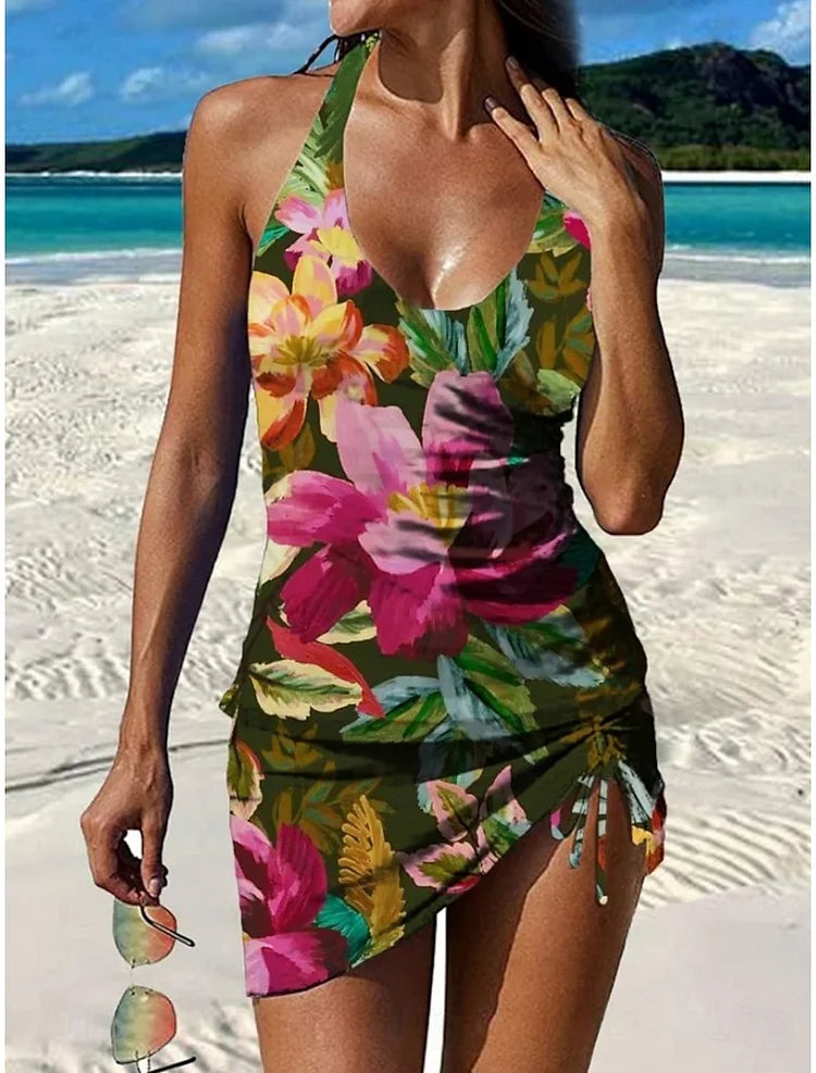 Faith - Floral Graphic Tankini with Shorts, Tummy Control Effect