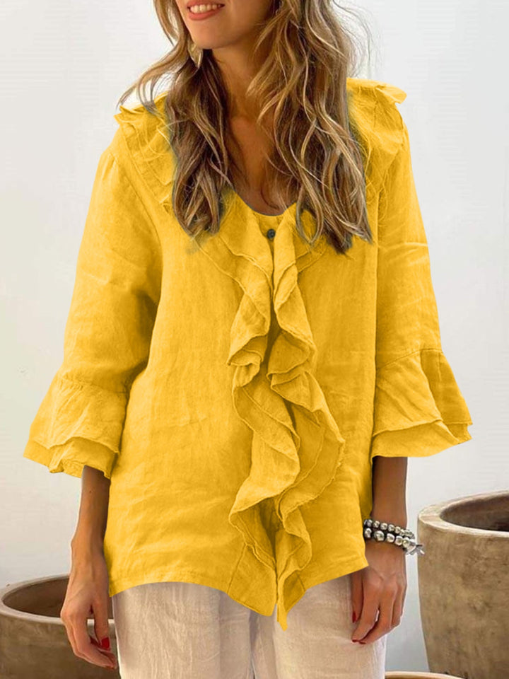 NADINE - Women Chic Bell Sleeve Ruffle Top