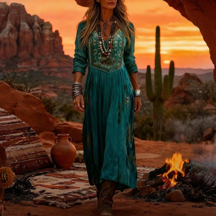 Christine - Casual Long Sleeve Dress with Vintage Inspiration