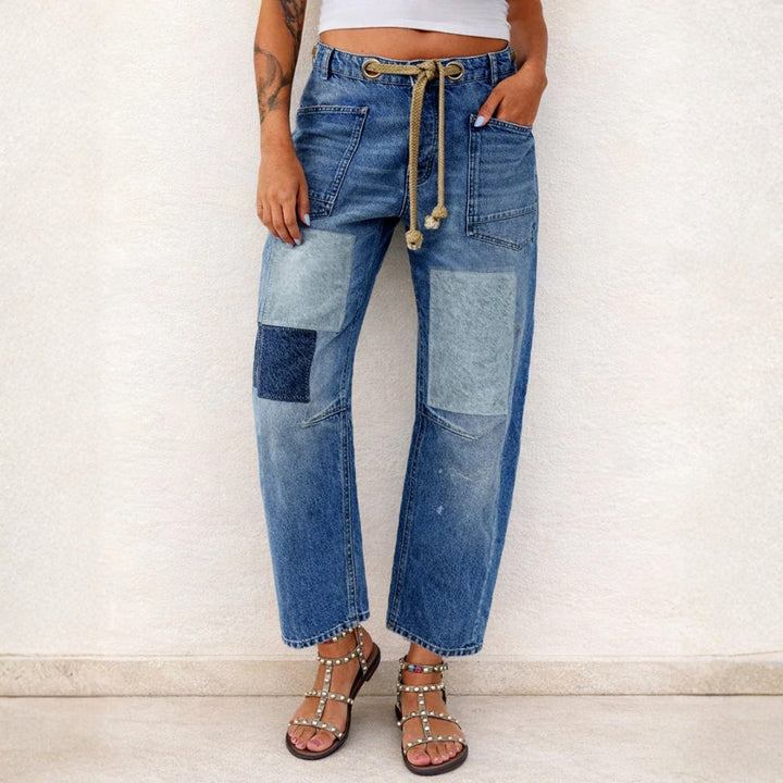 Margaret - Patchwork Drawstring Jeans