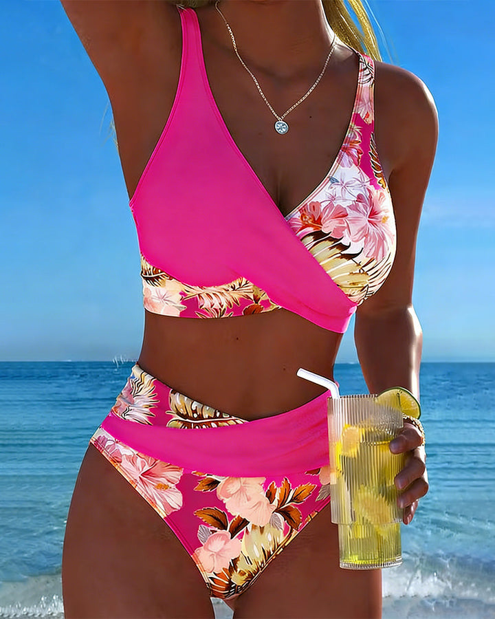 Lorraine - Bikini with Contrasting Floral Print and Slit