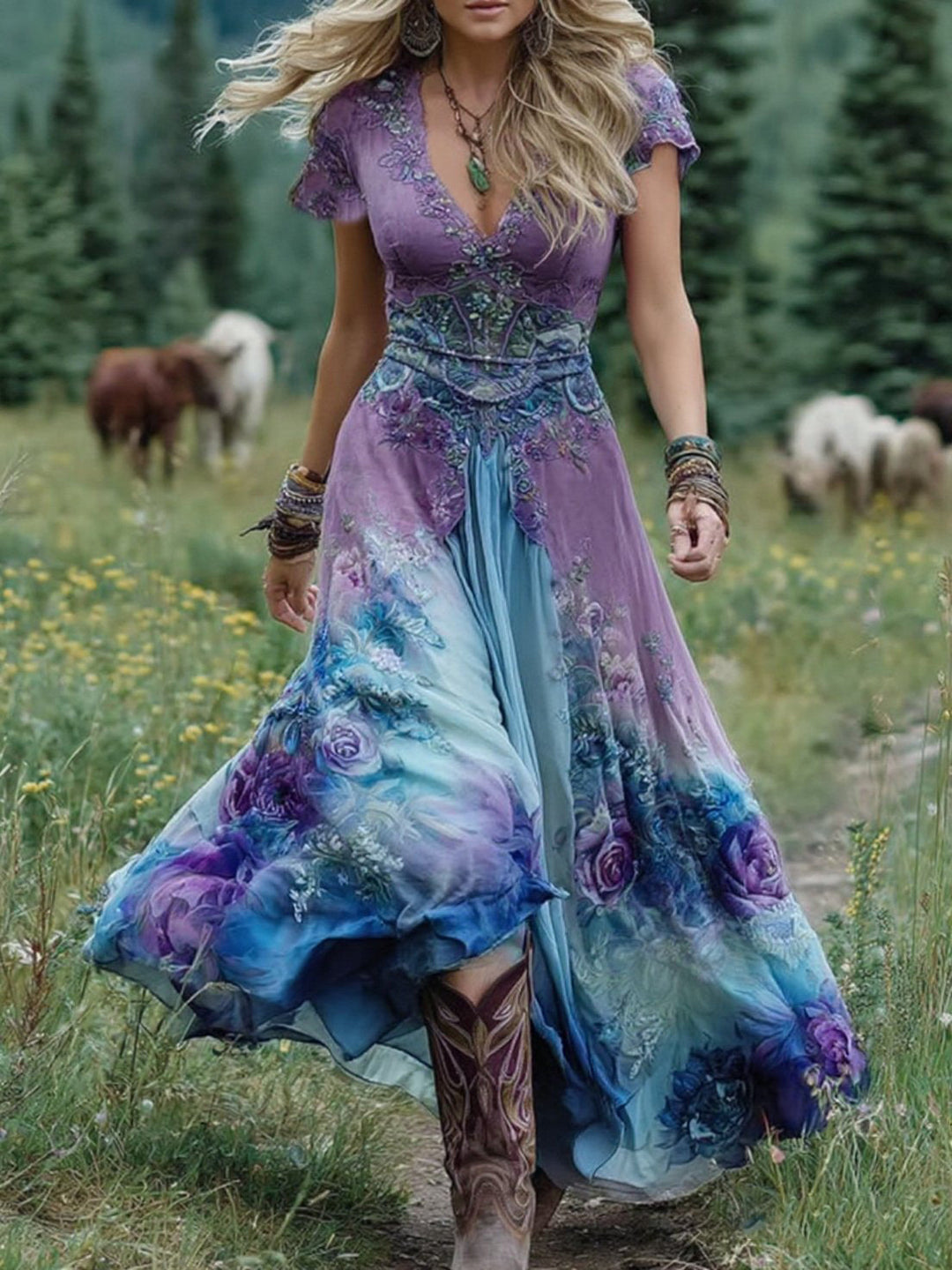 Serena - Short Maxi Floral Dress