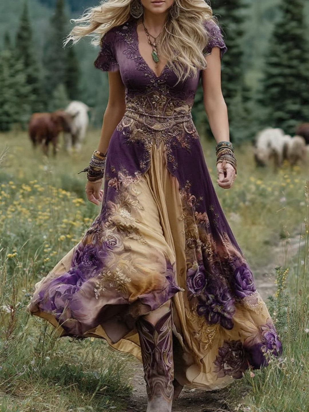 Serena - Short Maxi Floral Dress