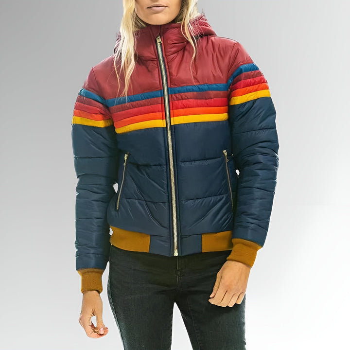 Katrina - Zip-Up Jacket with Rainbow Stripes