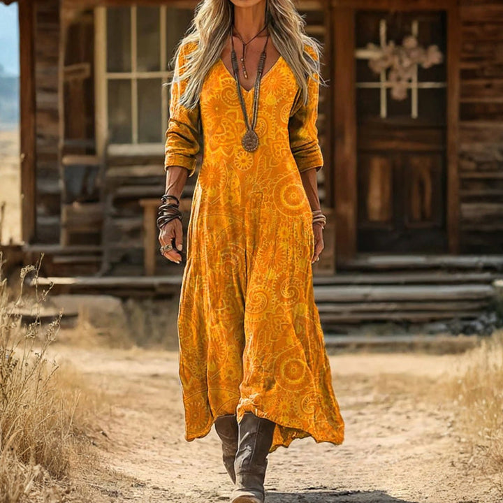Christine - Casual Long Sleeve Dress with Vintage Inspiration