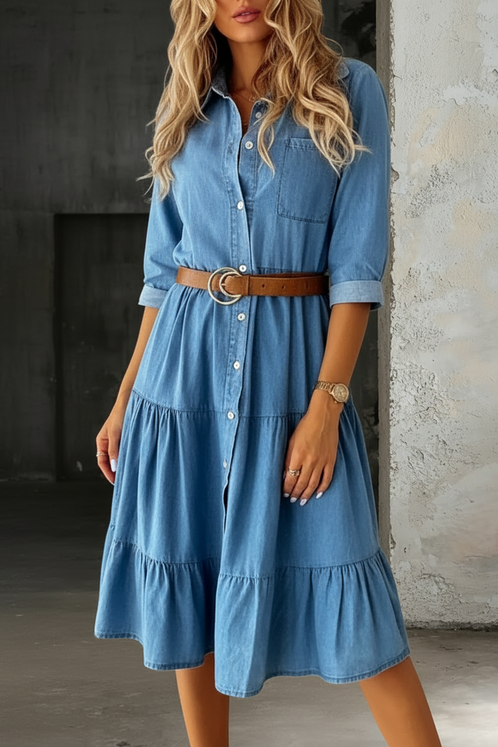 Barbara - Casual Elegant Denim Dress