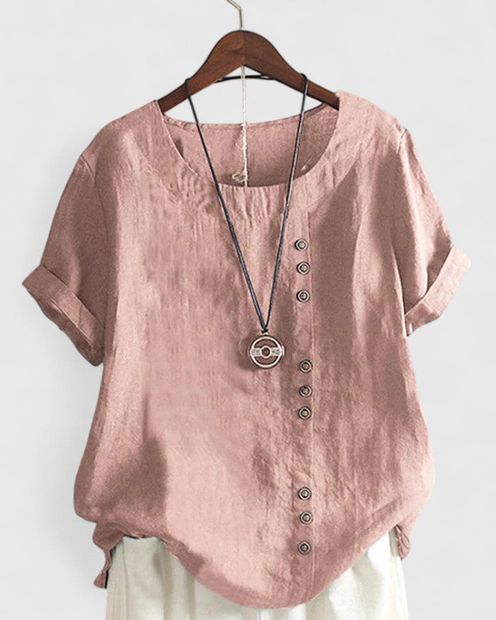 Elisavie - Comfortable Short Sleeve Blouse