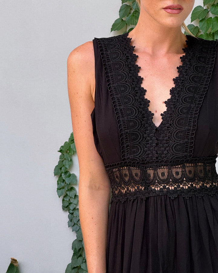 Charlotte - Handcrafted Lace Dress with V-Neckline