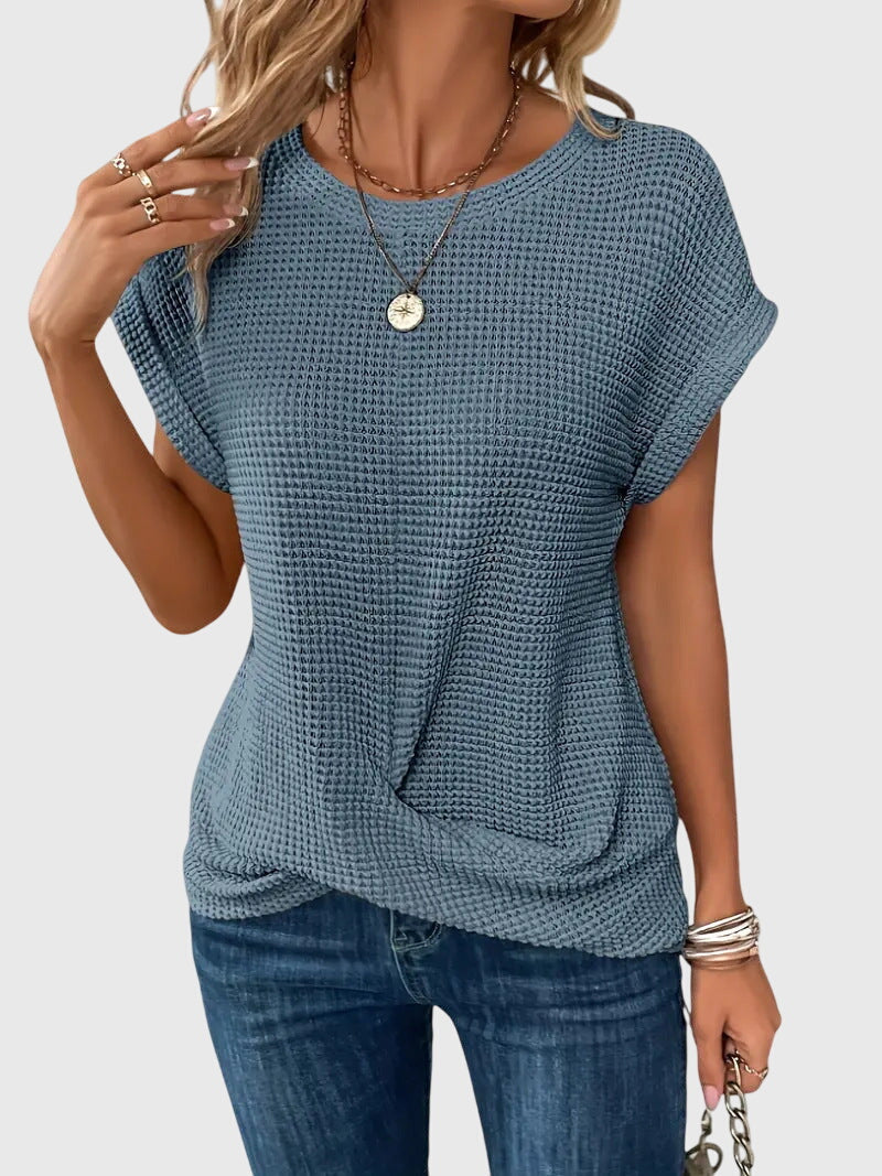 Isa - Elegant Blouse with Crew Neck