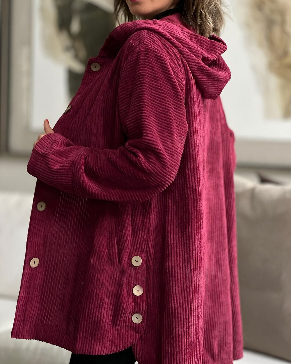 Cordia - Corduroy Hooded Cardigan