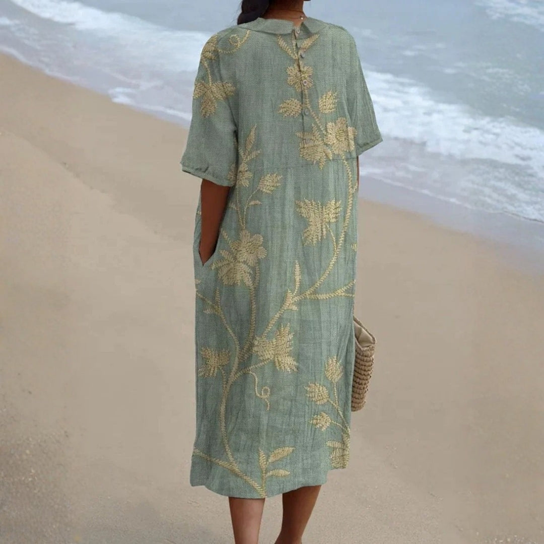 Evelina - Floral Dress with a Charming Peter Pan Collar
