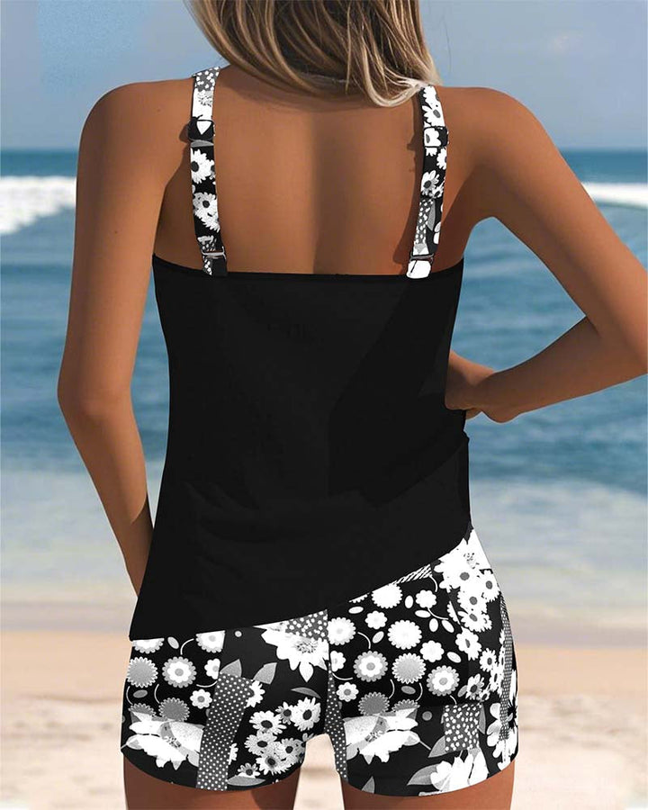 Susan - Swimsuit Tank Top with Printed Boxer Set