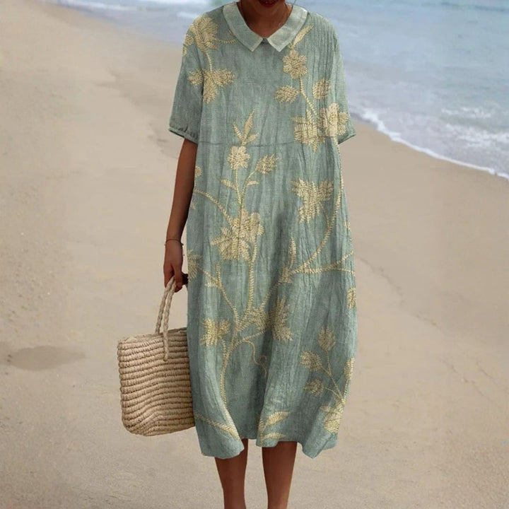 Evelina - Floral Dress with a Charming Peter Pan Collar