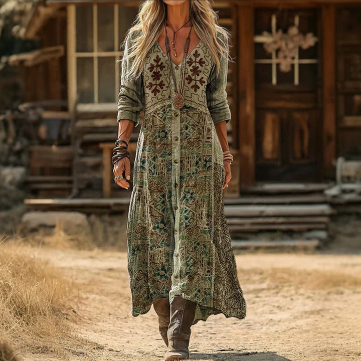 Christine - Casual Long Sleeve Dress Inspired by Vintage