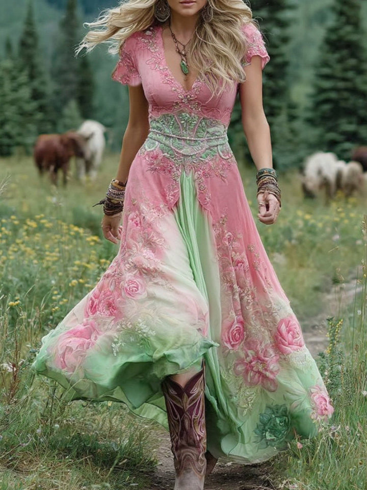 Serena - Short Maxi Floral Dress