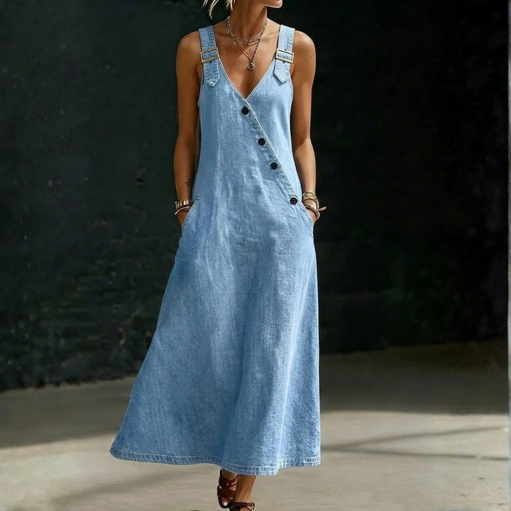 Vera - Long Denim Button Down Dress