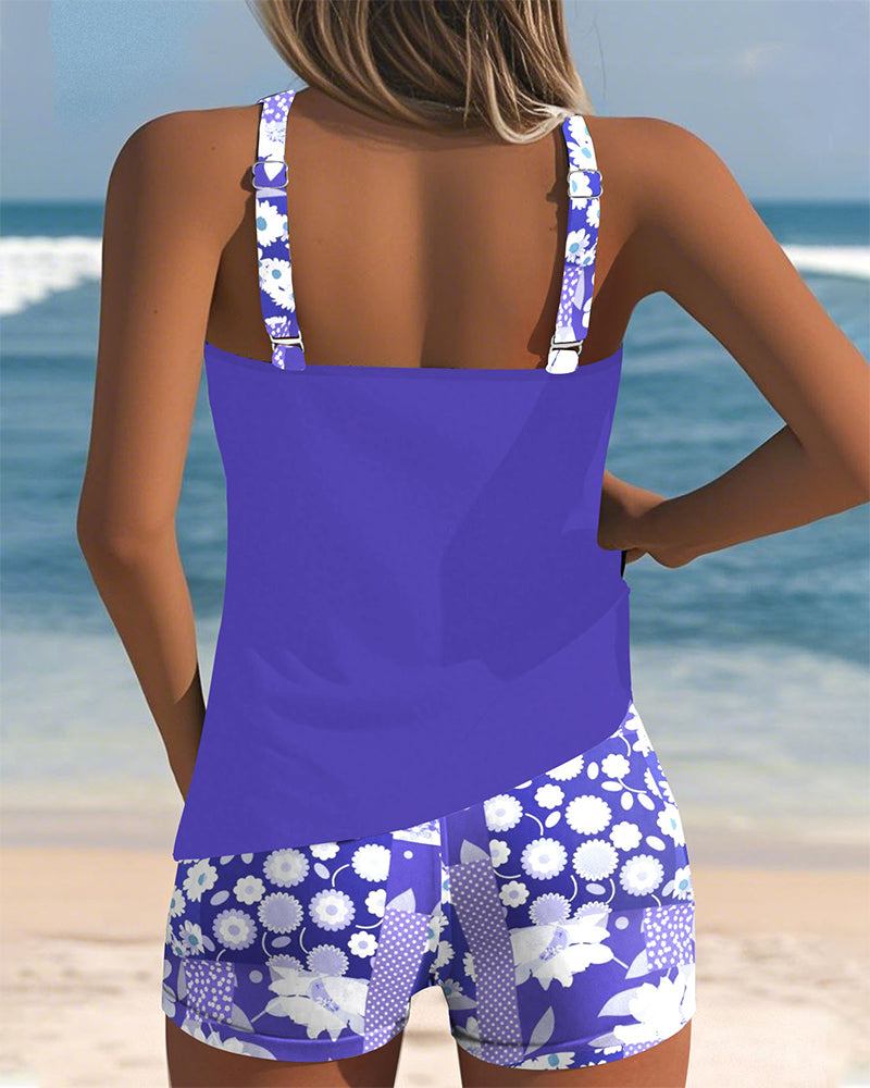 Susan - Swimsuit Tank Top with Printed Boxer Set