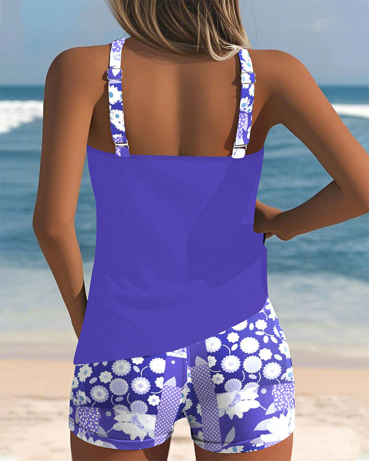 Susan - Swimsuit Tank Top with Printed Boxer Set