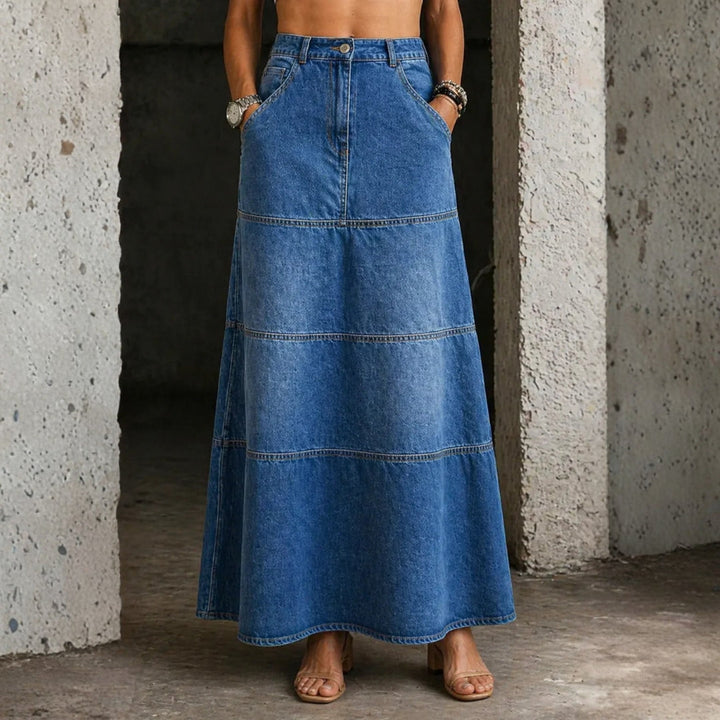 Mary - Mid-Length Denim Skirt
