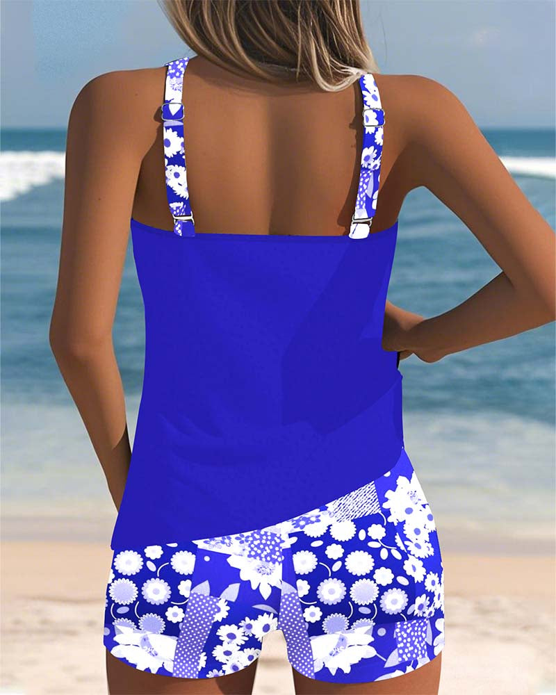 Susan - Swimsuit Tank Top with Printed Boxer Set