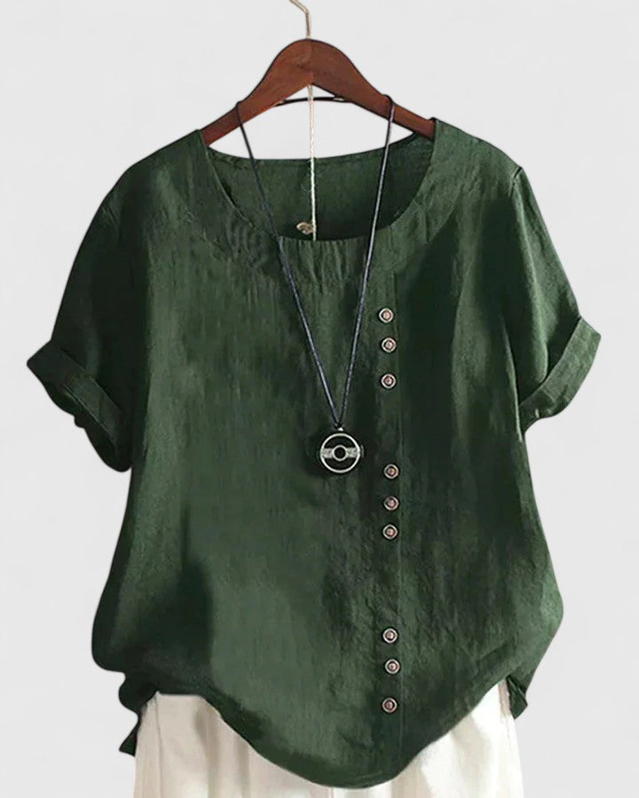 Elisavie - Comfortable Short Sleeve Blouse