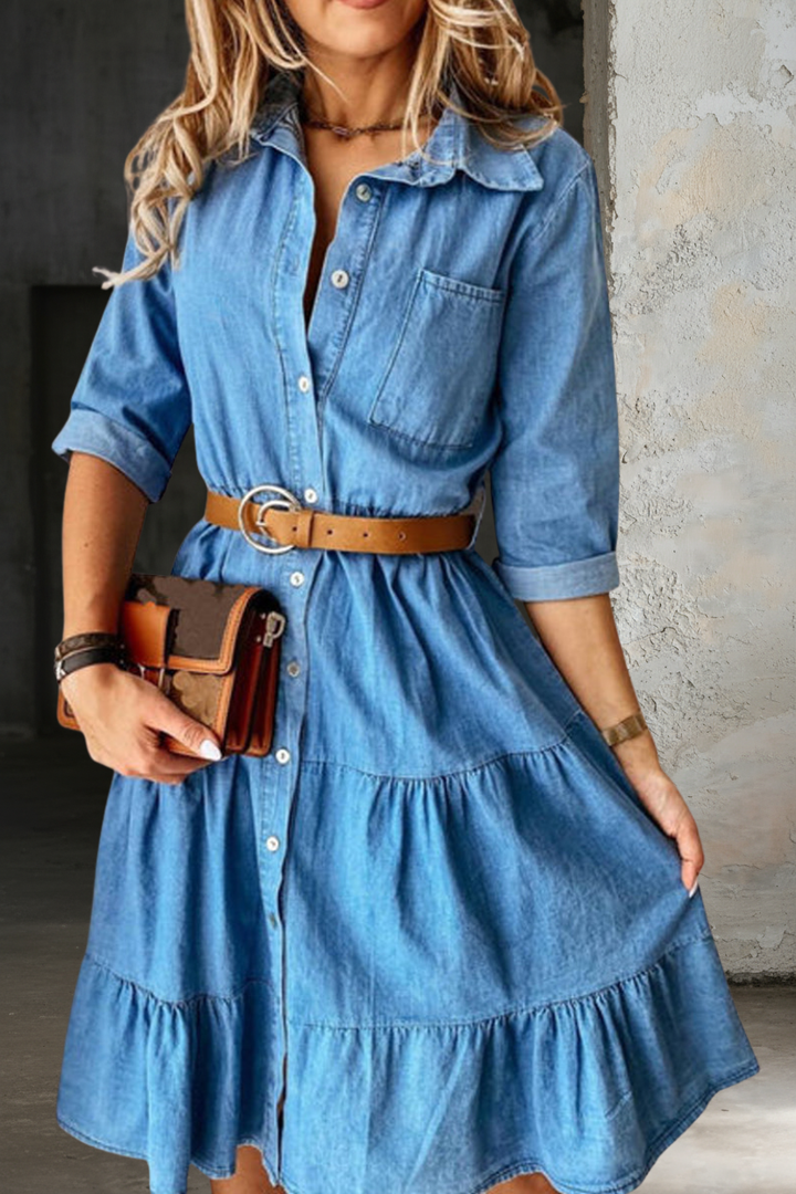 Barbara - Casual Elegant Denim Dress