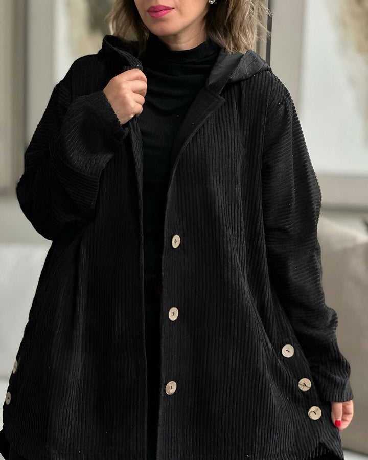 Cordia - Corduroy Hooded Cardigan