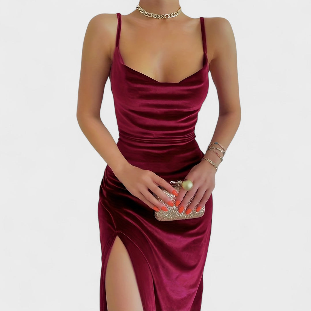 Gabrielle - Velvet Dress with Slit