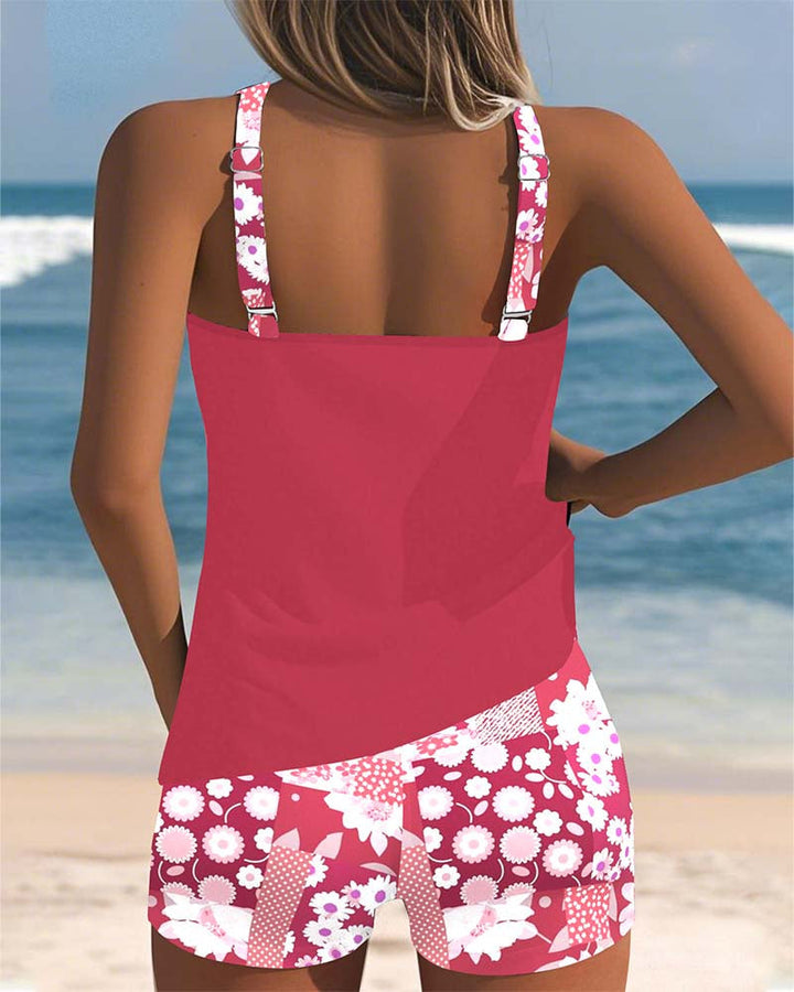 Susan - Swimsuit Tank Top with Printed Boxer Set