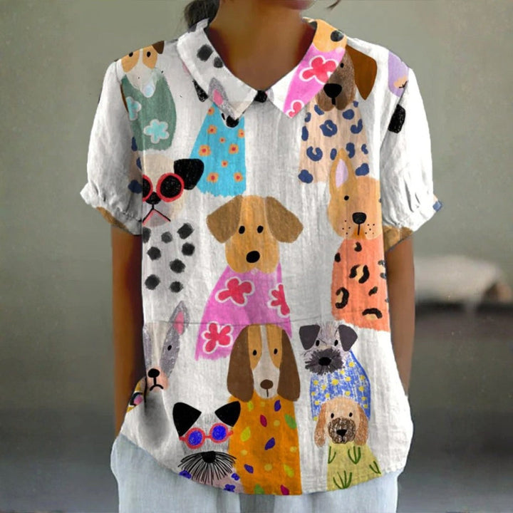 Tina - Dog Print Blouse