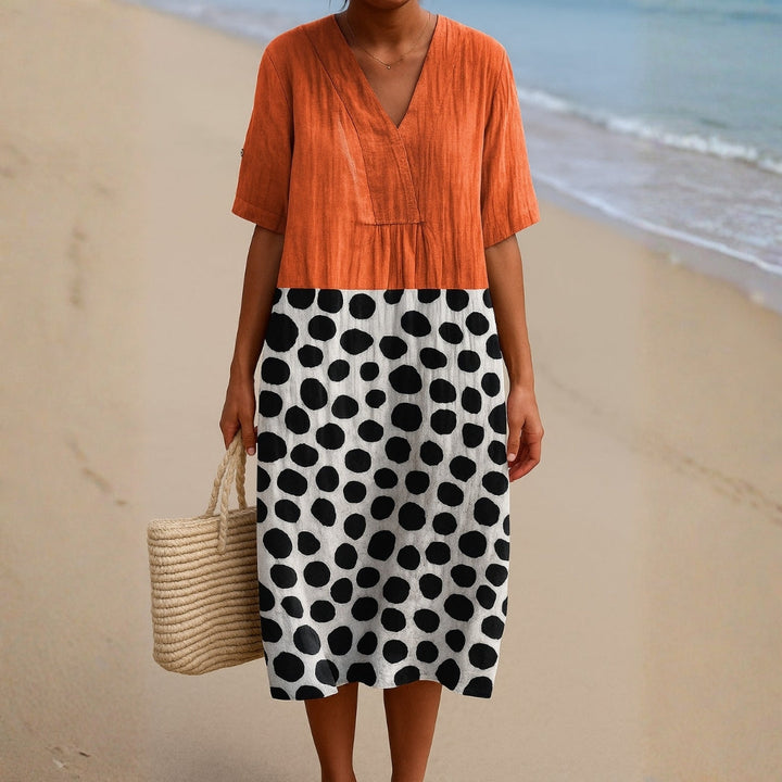 Penelope - Orange Dress with Contrasting Dots