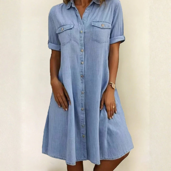 Patricia - Casual Denim Style Midi Dress