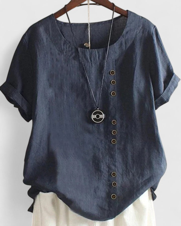 Elisavie - Comfortable Short Sleeve Blouse