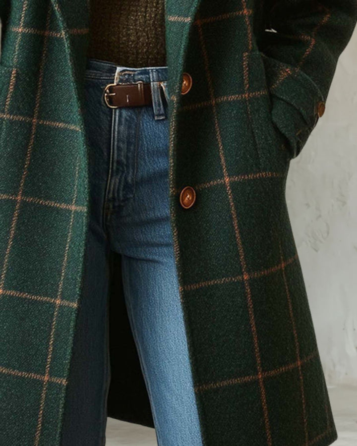 Bellarive plaid tweed coat with lapel collar