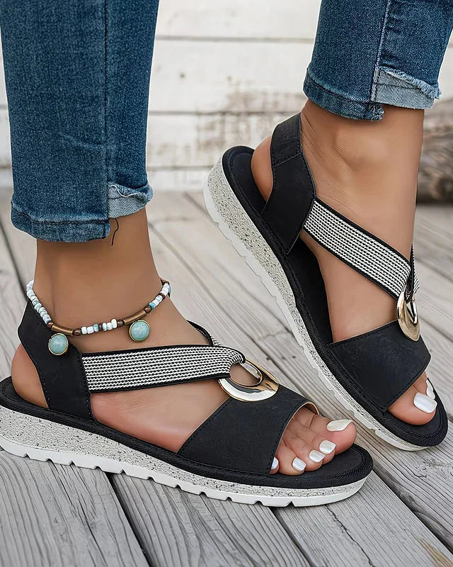 Stella - Flat Sandals With Metal Buckle